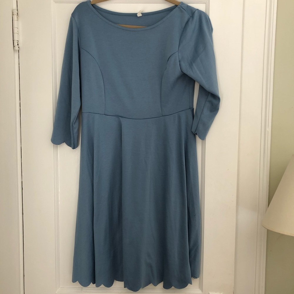 PinkBlush scallop blue dress